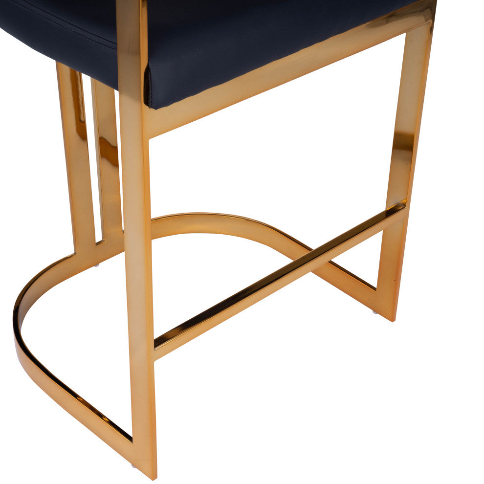 Clarence Gold and Black Faux Leather Counter Stool