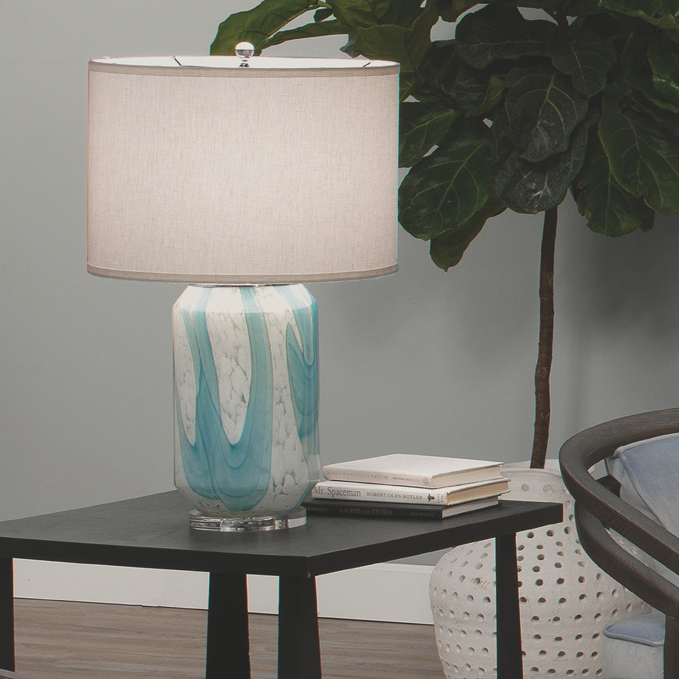 Helen Blown Glass Table Lamp with Linen Shade