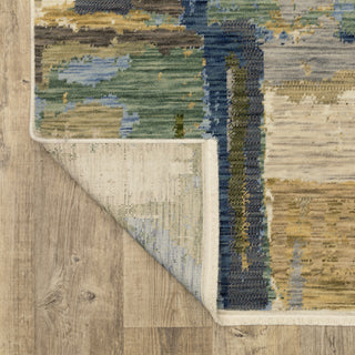 Saturn Abstract Palette Blue/Green Wool Blend Area Rug Runner 2'6" x 12'