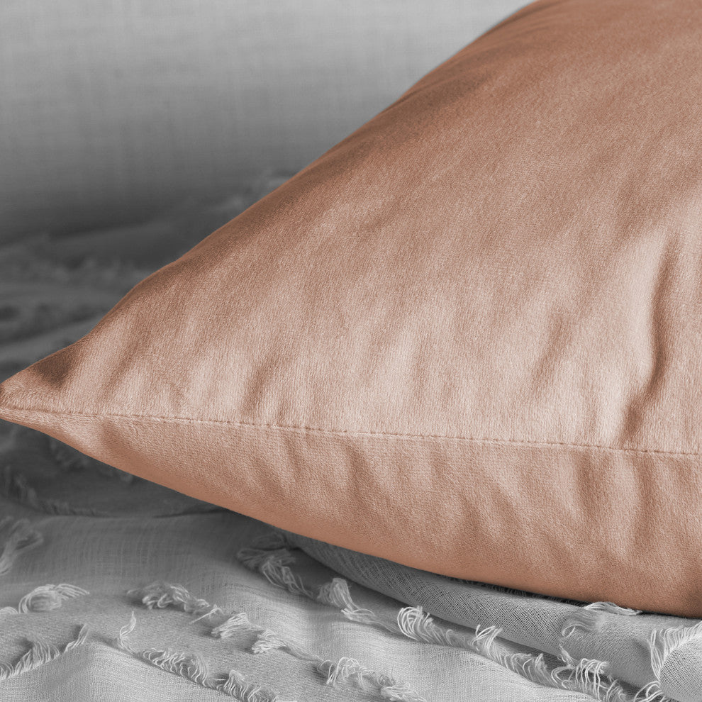 Heritage Plush Velvet Cushion Cover Pair, Peach Blossom, 18w X 18l