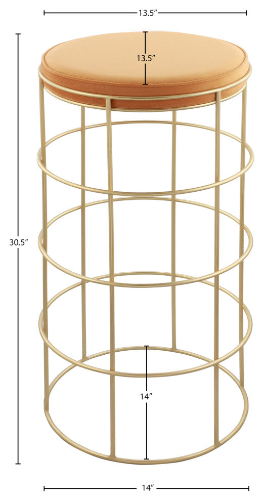 Rebar Velvet Upholstered Bar Stool, Mango, Bar Height