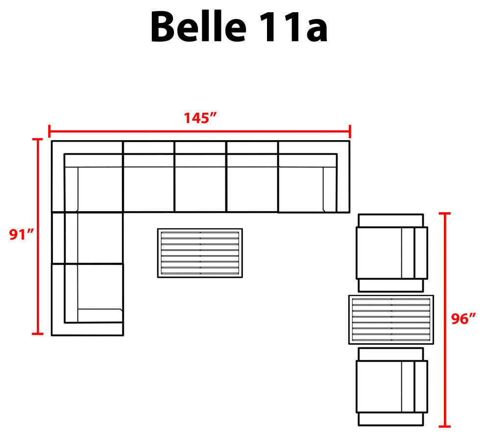 Belle 11 Piece Outdoor Wicker Patio Furniture Set 11a