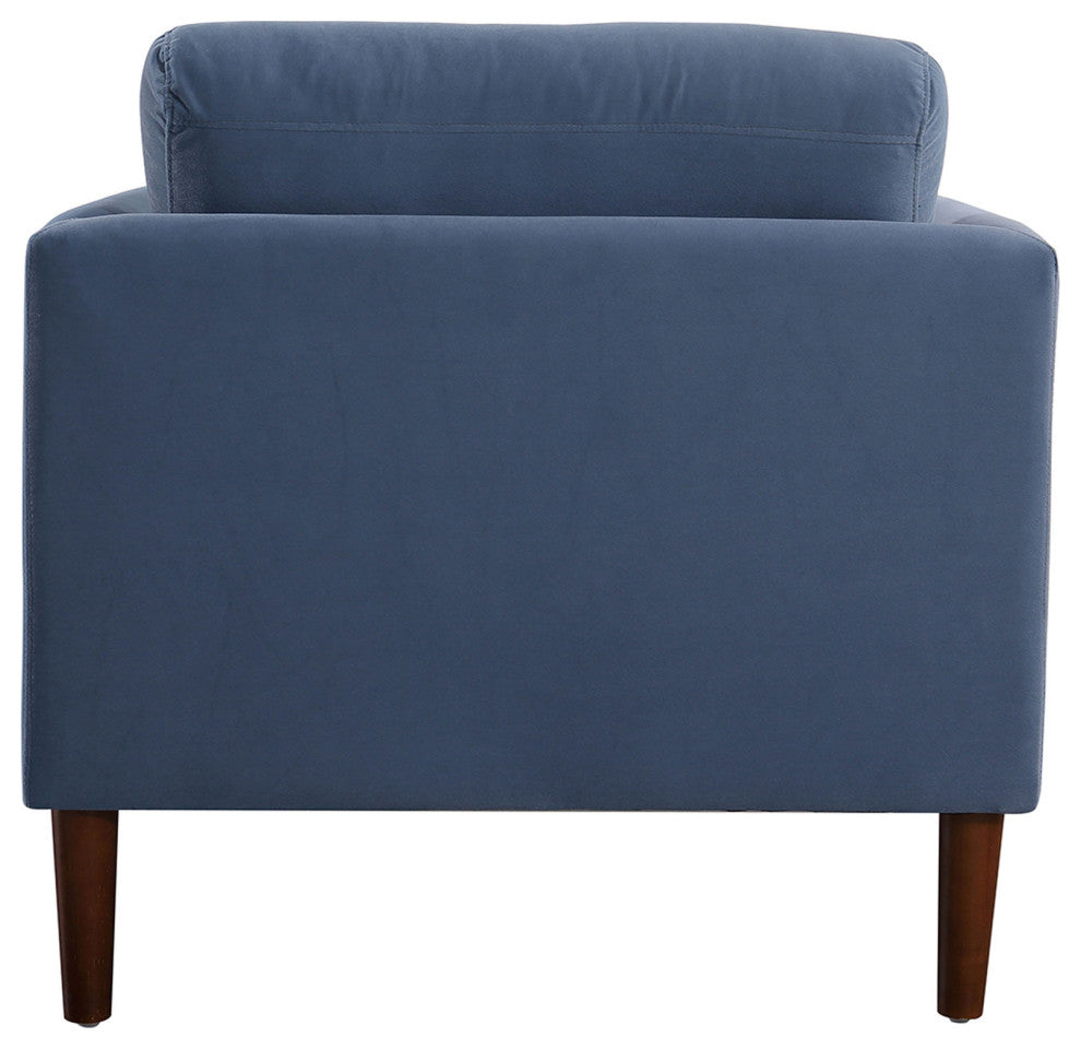 Minae Modern Contemporary Velvet Armchair, Blue