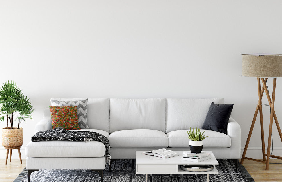 Succulent Garden Accent Pillow With Removable Insert, Scallion, 18"x18"