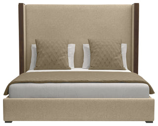 Nativa Interiors Irenne Plain Bed, Flax, California King, Medium Headboard