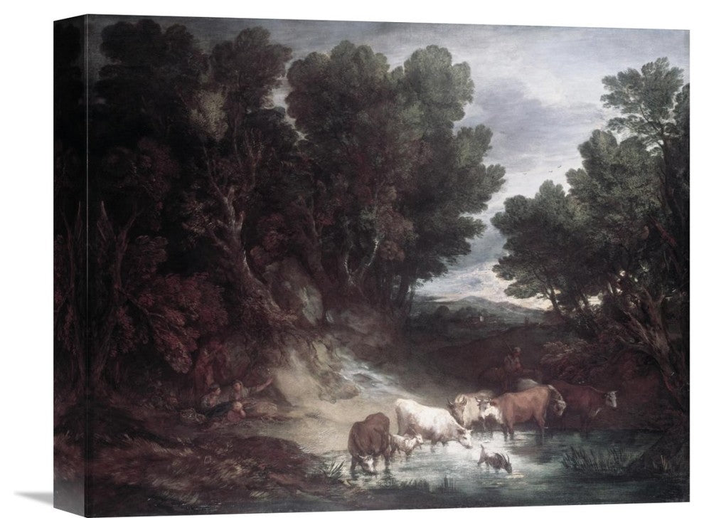 "Watering Place" Stretched Canvas Giclee by Thomas Gainsborough, 16"x13"