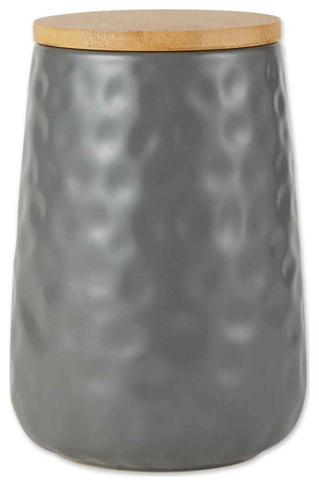Gray Matte Dimple Texture Ceramic Canister (Set of 2)
