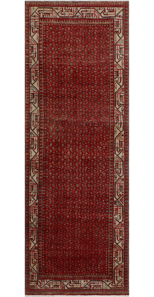 Semi Antique Mhina Red/Beige Runner, 3'5x10'0