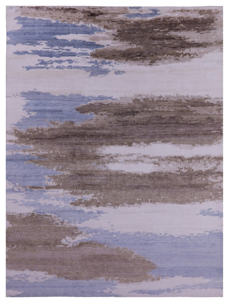 Modern Abstract Silk Hand Knotted Rug 9' 1" X 11' 11" Q5885