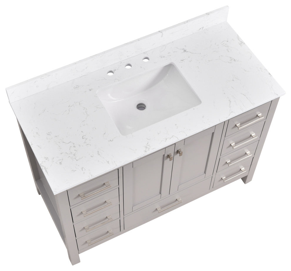Bathroom Vanity Set, Base:Gray, 48", Without Mirror