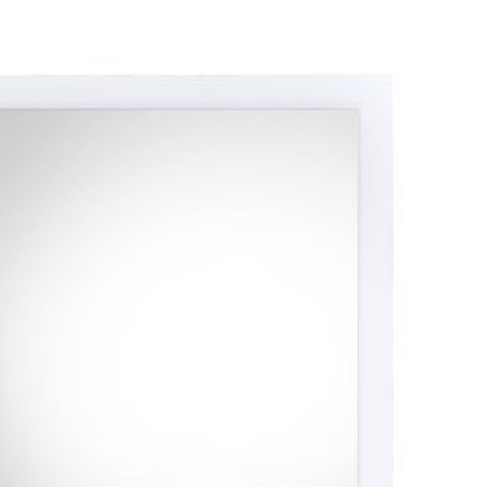 Benzara BM275054 Wall Mirror With Sleek Rectangular Portrait Wood Frame, White