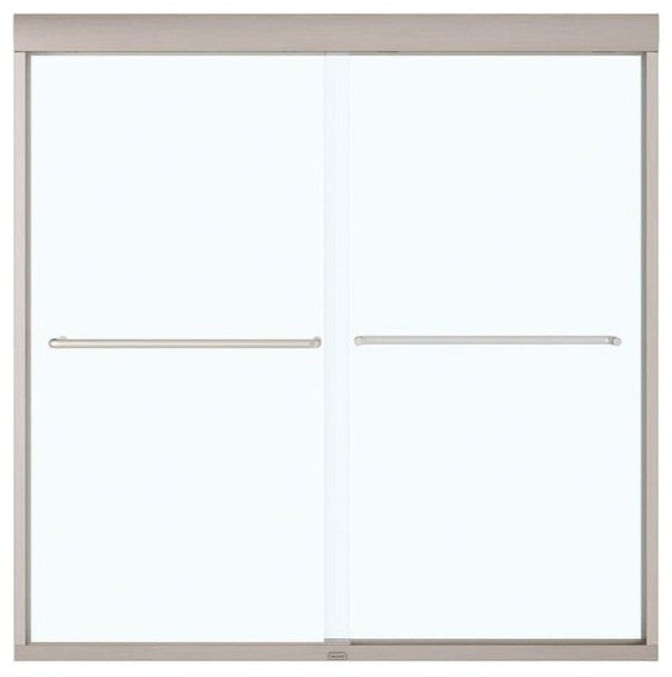 MAAX Kameleon Semi-frameless Slider Tub Door with Clear Glass, Brushed Nickel