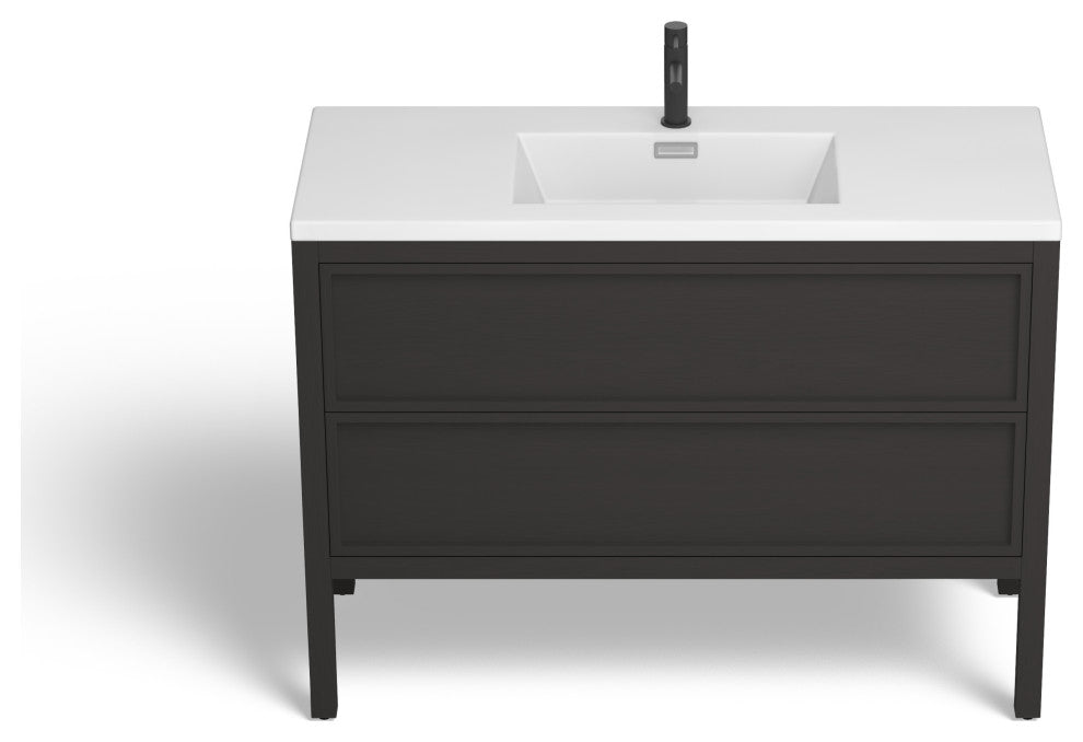 The Shiloh Bathroom Vanity, Charcoal Oak, 48", Single Sink, Freestanding