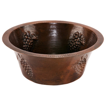 Premier Copper BR16GDB3 16 Inch Round Copper Prep Sink with Grapes