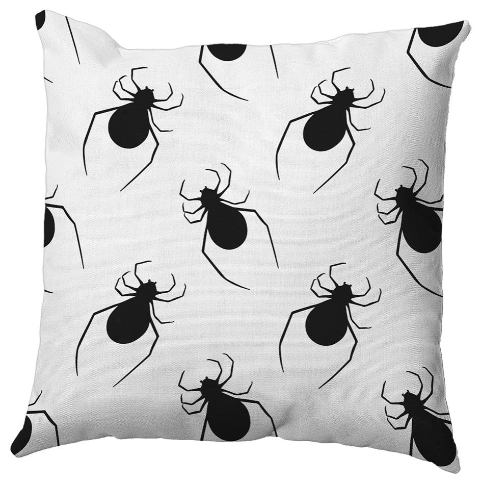 20"x20" Crawling Spiders Decorative Throw Pillow, White