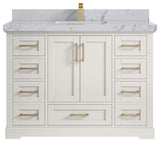 Boston 48" Single Sink Bath Vanity in Alabaster 2" Venatino Quartz