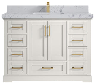 Boston 48" Single Sink Bath Vanity in Alabaster 2" Venatino Quartz