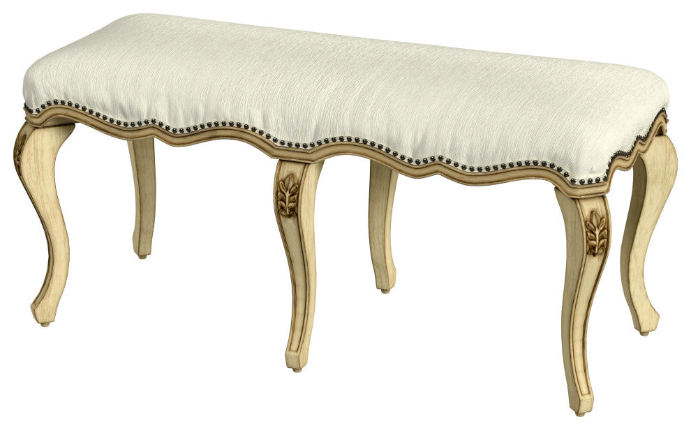Michelline Upholstered 42"W Bench, Antique Beige