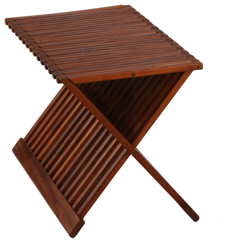 Felipa Folding Teak Accent Stool, 23"