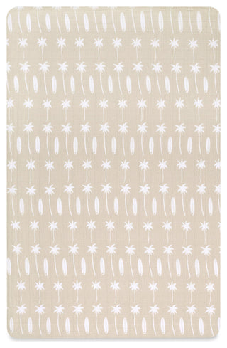 Mini Crib Sheet, GOTS Certified Organic Muslin Cotton, Beach Bum