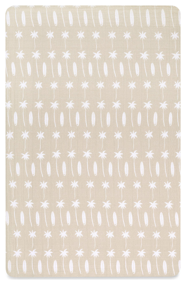 Mini Crib Sheet, GOTS Certified Organic Muslin Cotton, Beach Bum