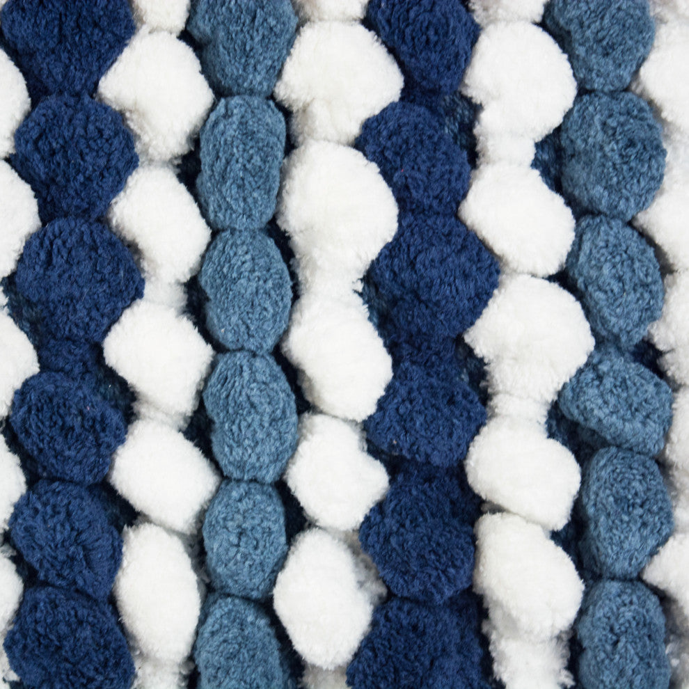 Blue Striped Microfiber Bath Mat, 21"x34"