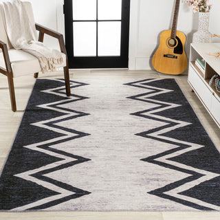 Siksak Modern Chevron Border Area Rug, 8x10