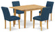 5Pc 42/53.5" Dinette Table, 12, Leaf, Four Chair, Pu Leather Color Oasis