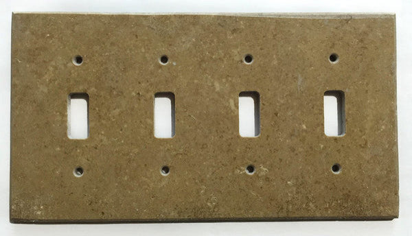 Travertine Switch Wall Plates Covers - Honed (Matte), Noce, 4 Toggle