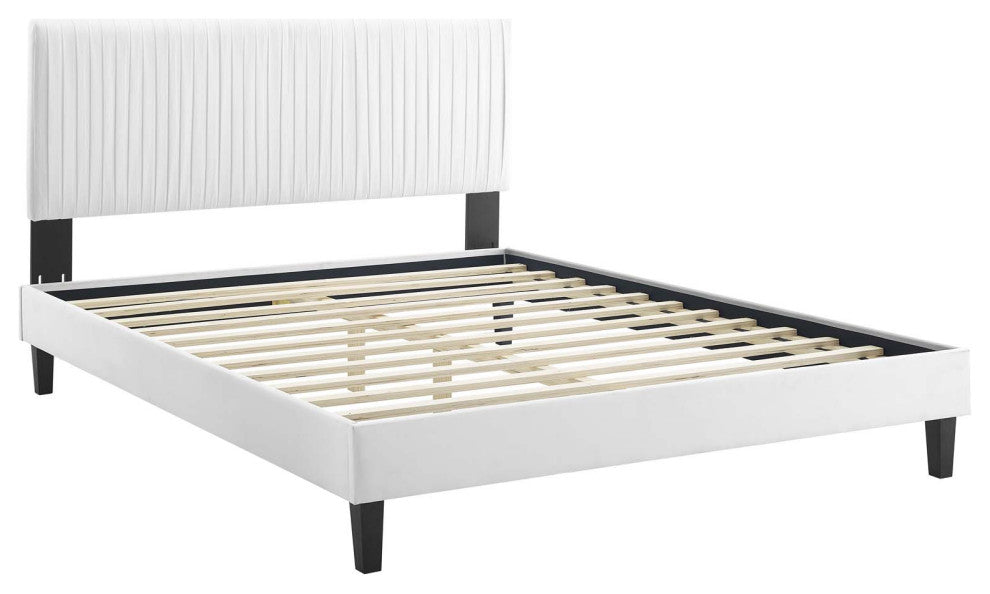 Peyton Performance Velvet Twin Platform Bed, White