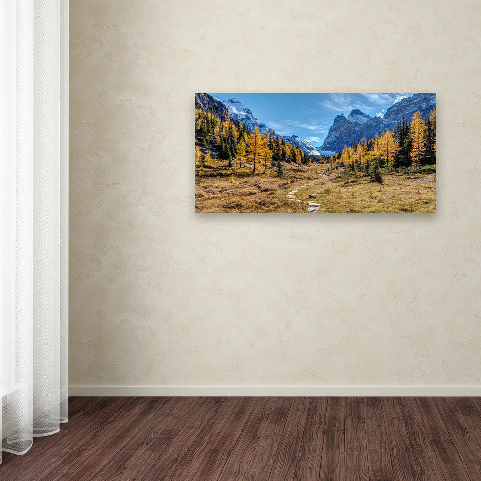 Pierre Leclerc 'Larch Forest In Autumn' Canvas Art, 32x16