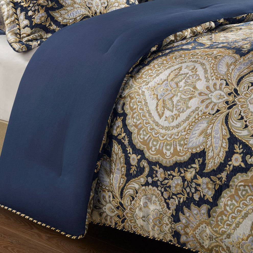 Croscill Valentina Traditional 4-Piece Comforter Set, Navy, Queen