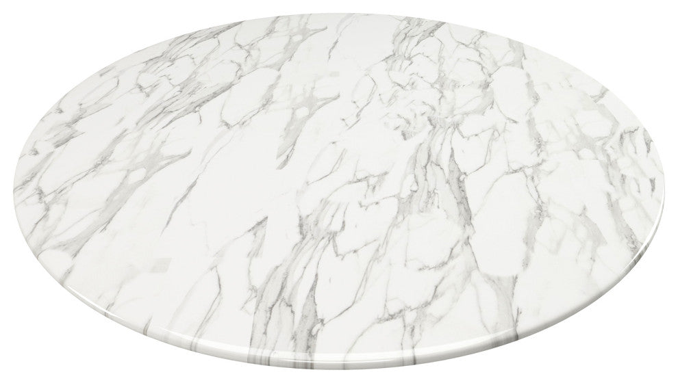 Rose 40" Round Marble Dining Table, Gold Base