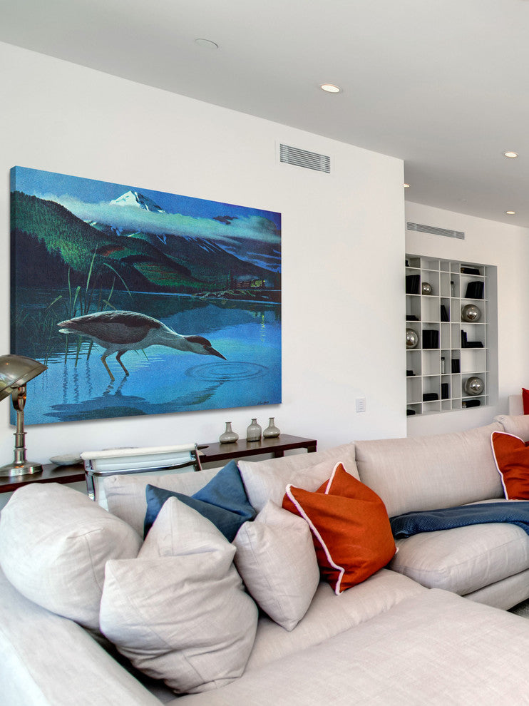 "Night Heron" Painting Print on Wrapped Canvas