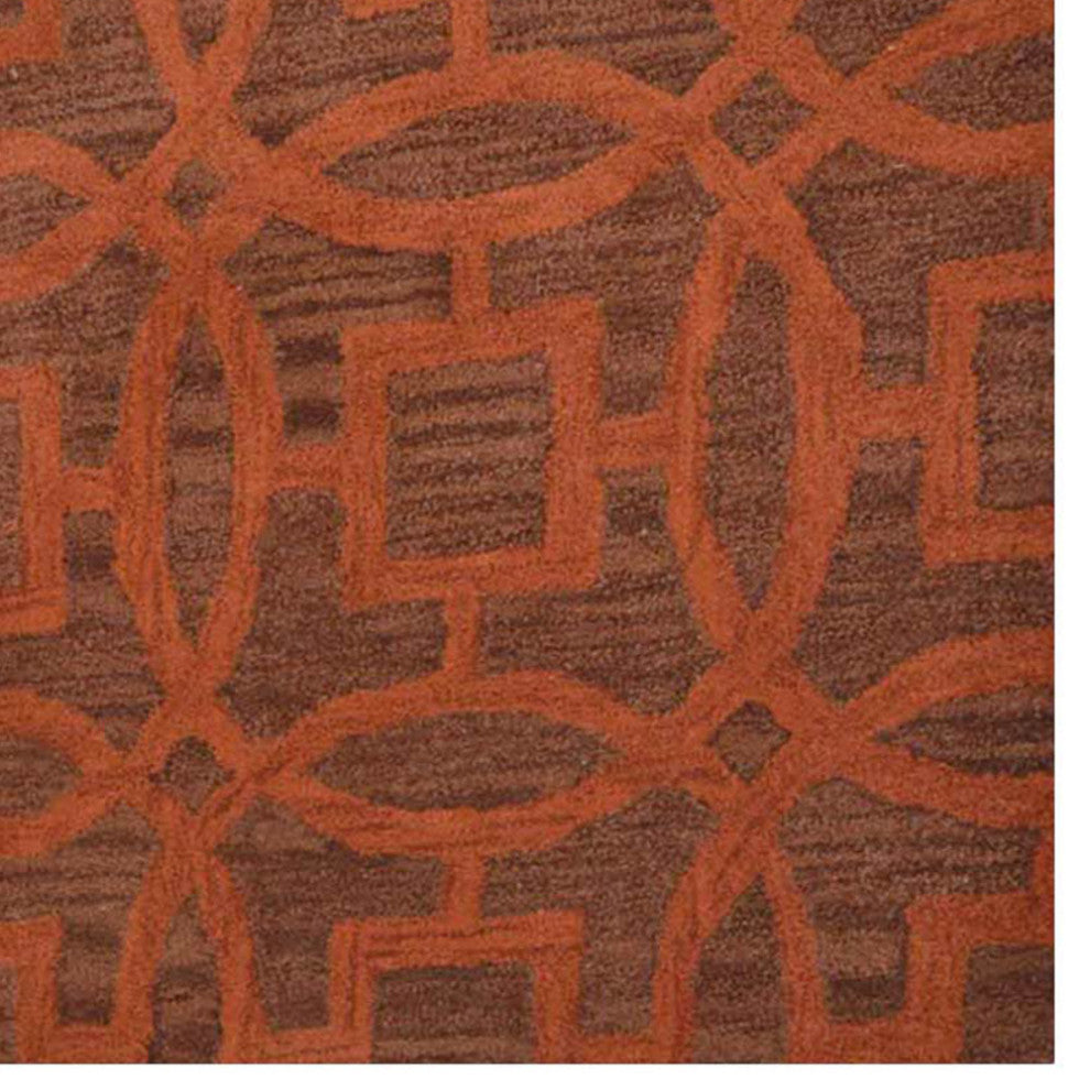 HAND TUFTED WOOL ECO-FRIENDLY AREA RUGS - Rectangle,Brown Orange,Geometric