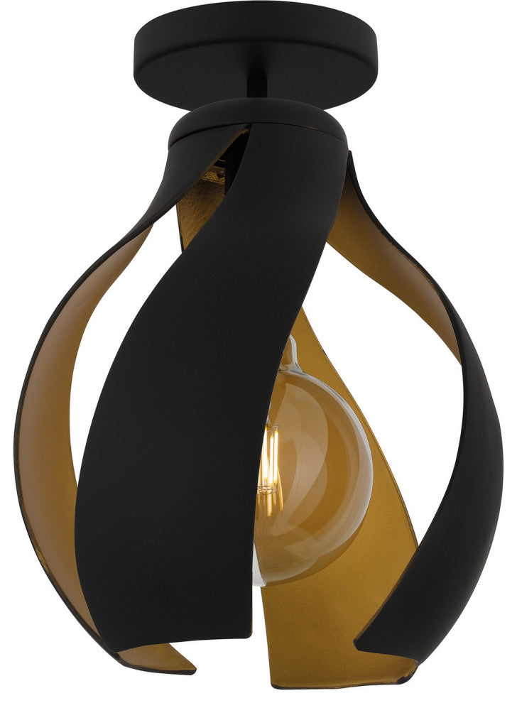 1-Light Semi Flush Mount in Matte Black