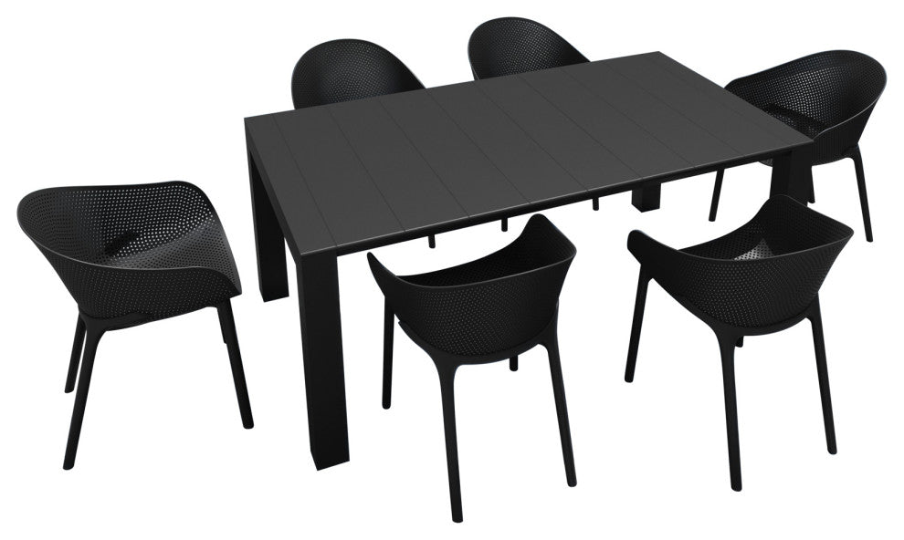 Compamia Sky Extendable 7-Piece Dining Set, Black