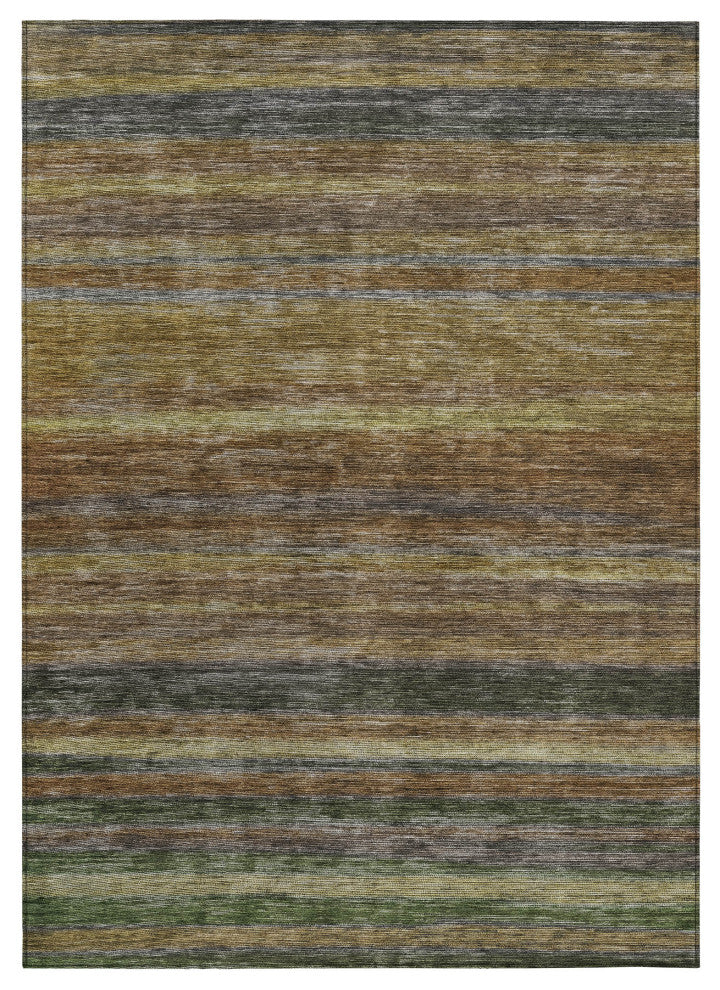 Machine Washable Indoor/Outdoor Chantille ACN1639 Brown 10' x 14' Rug