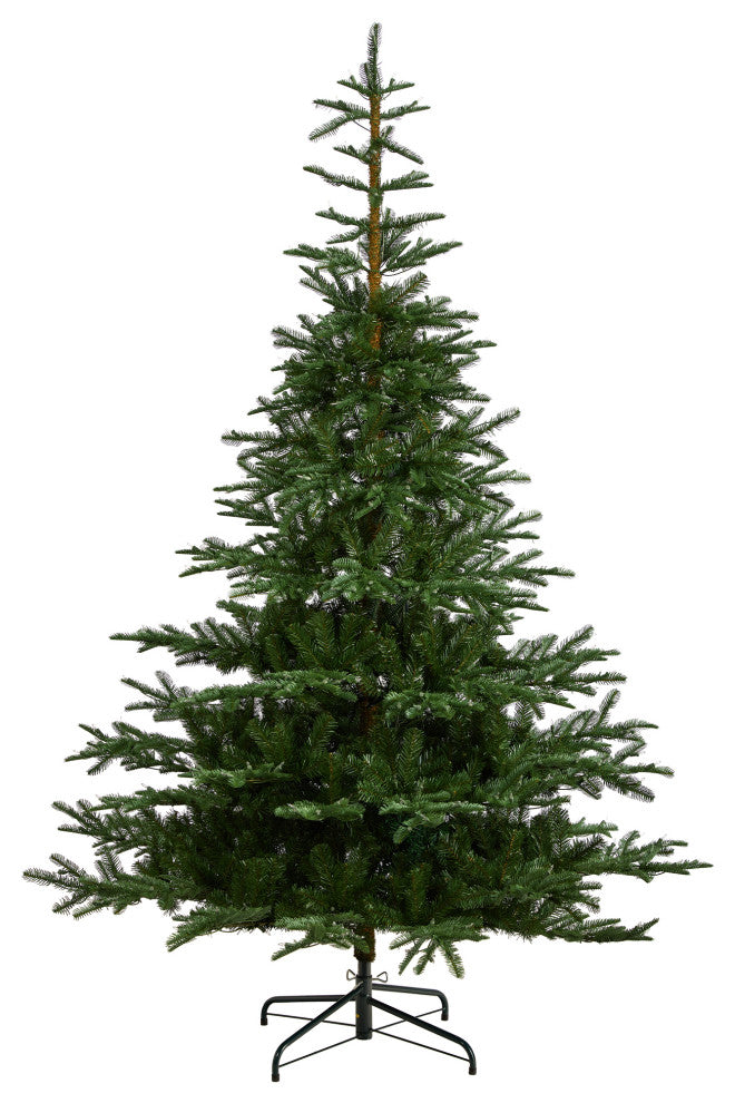 8' Layered Washington Spruce Faux Xmas Tree W/Clear Lights & Bendable Branches