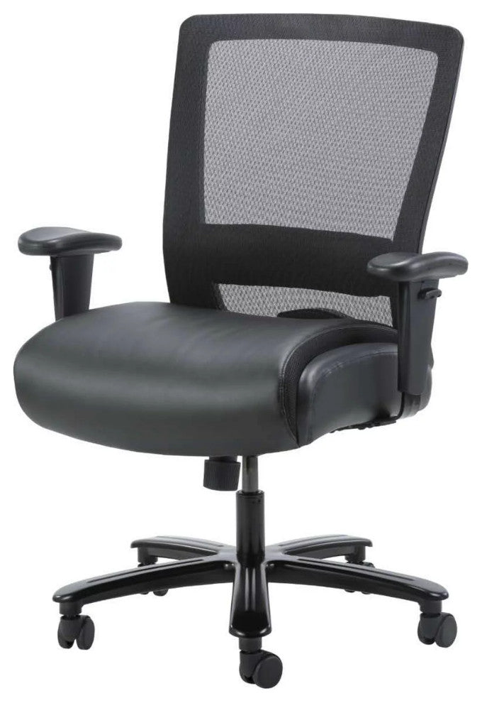 Contemporary Office Chair, Extra Padded PU Leather Seat & Breathable Back, Black