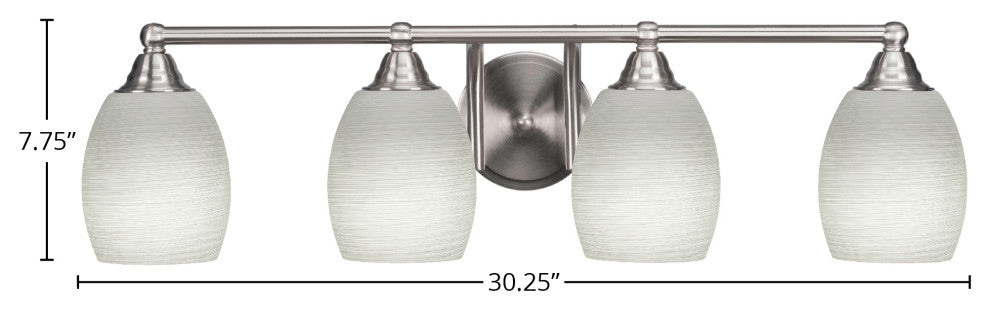 Paramount 4-Light Bath Bar, Brushed Nickel, 5" White Linen Glass