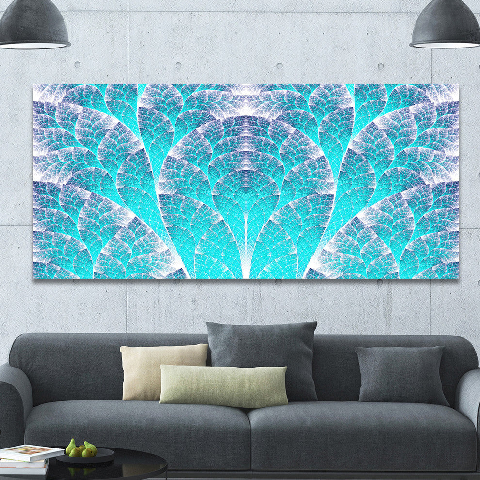 Exotic Blue Biological Organism, Oversized Abstract Canvas Art Print, 60x28