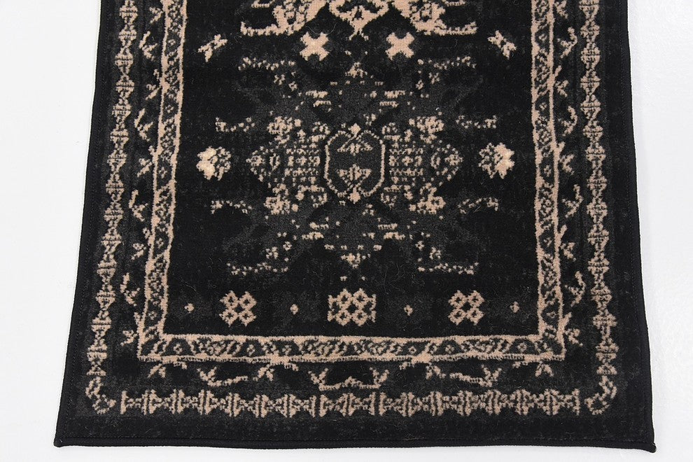 Unique Loom Black Oasis Taftan 2' 2 x 8' 2 Runner Rug