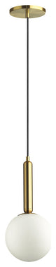 Aged Brass Contemporary Pendant With White Glass