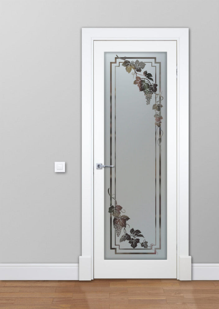 Pantry Door - Vineyard Grapes Cascade - Primed - 28" x 96" - Knob on Left -...