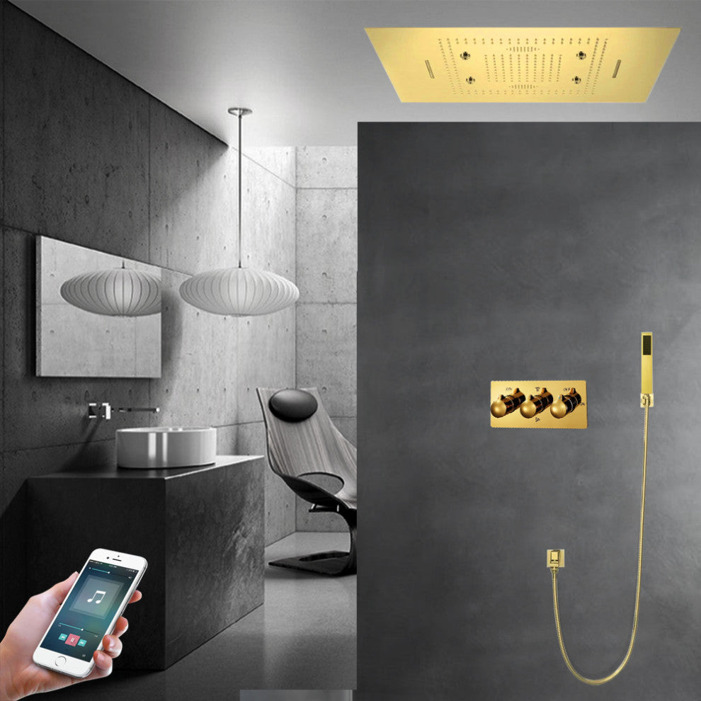 LED Mist Hot and Cold Shower System With Square Hand Shower, Phone Control