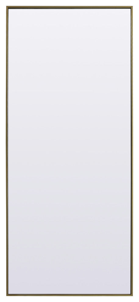 Metal Frame Rectangle Full Length Mirror 30X72 Inch, Brass
