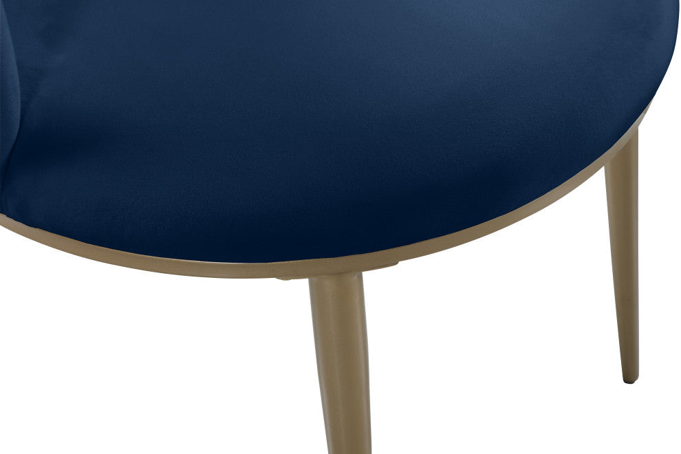 Skylar Dining Chair, Set of 2, Navy Velvet, Brushed Gold Iron Legs