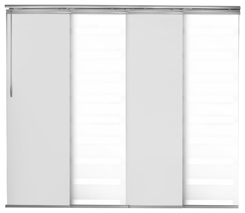 Blanched-Chauky White 4-Panel Track Extendable Vertical Blinds 94"Hx48-88"W