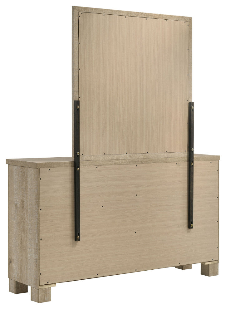 Oakglen 6-drawer Bedroom Dresser and Mirror Weathered Oak